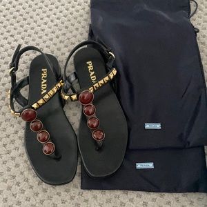 Prada jeweled strapped sandal